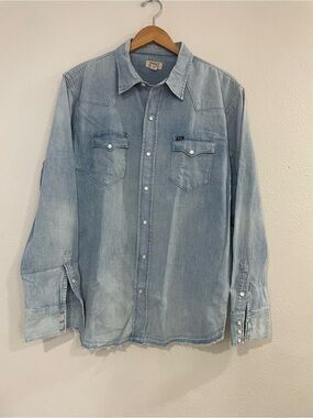 Ralph Lauren Light Blue Denim Western Button-Down Shirt